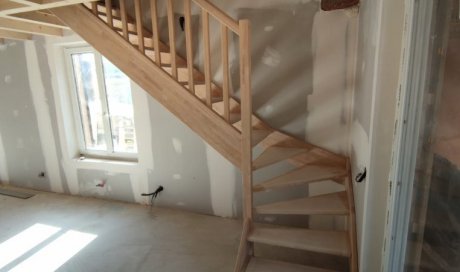 Escalier bois sans contremarche et garde corps