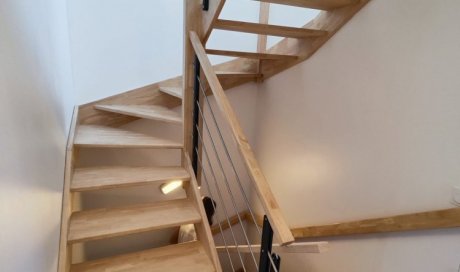 Escalier sur meure bois sans contremarche 